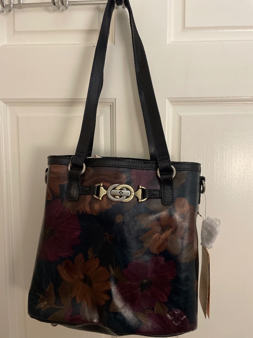 Patricia Nash Parisian Painting Leather Tote Bag Floral Shoulder Purse